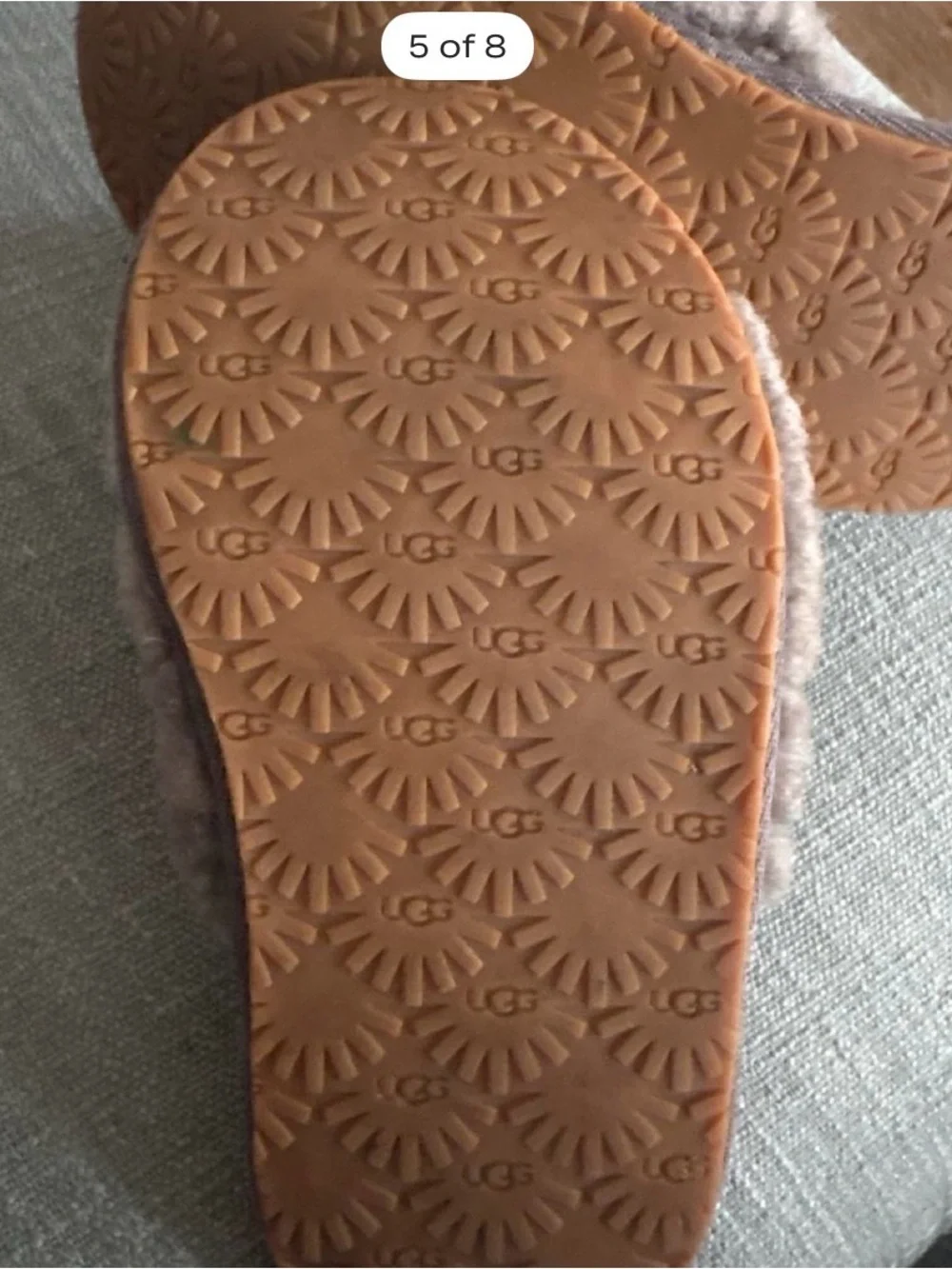 UGG Kids Brown Faux-Shearling Layered Strap Slippers